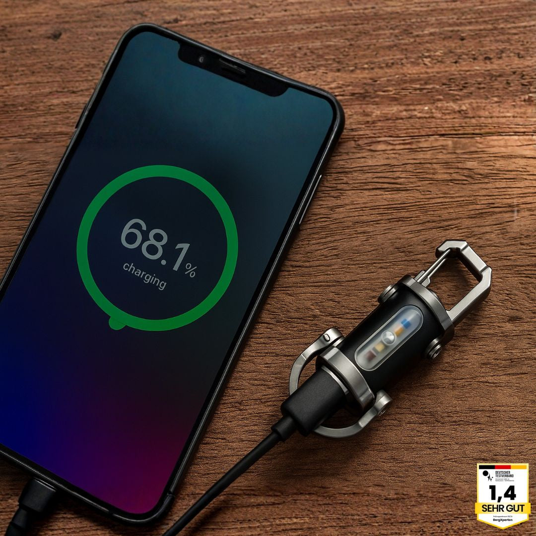 KeyLite Pro – Die starke Mini-Taschenlampe inkl. Powerbank für deinen Schlüsselbund