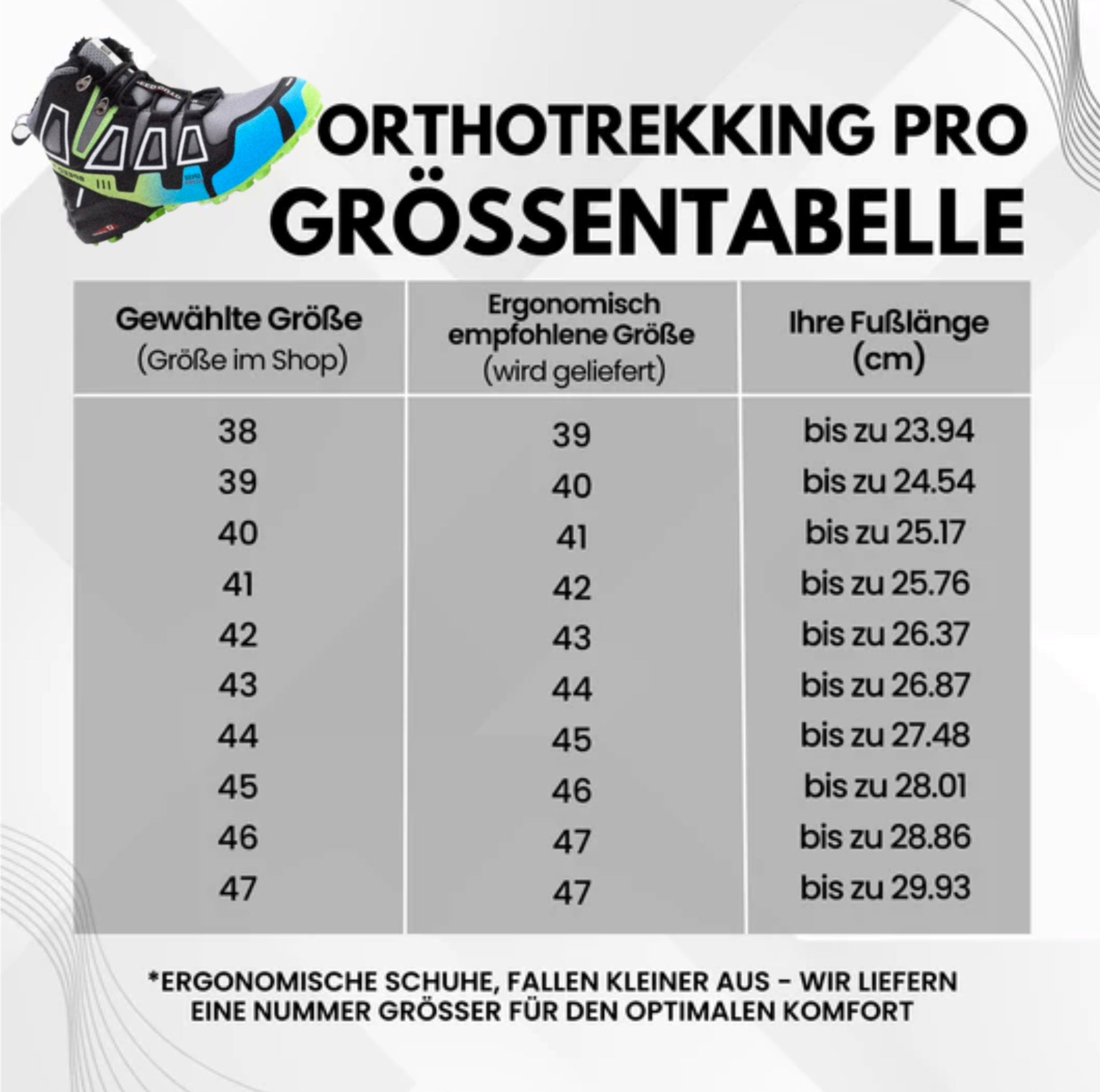 OrthoTrekking Pro - ergonomische schmerzlindernde Trekking u.-Wanderschuhe