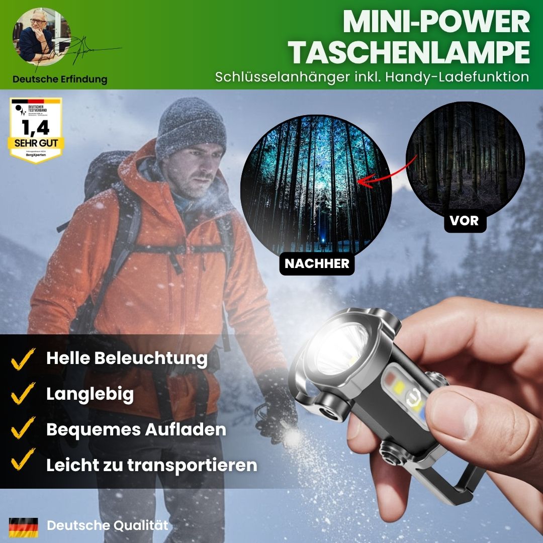 KeyLite Pro – Die starke Mini-Taschenlampe inkl. Powerbank für deinen Schlüsselbund