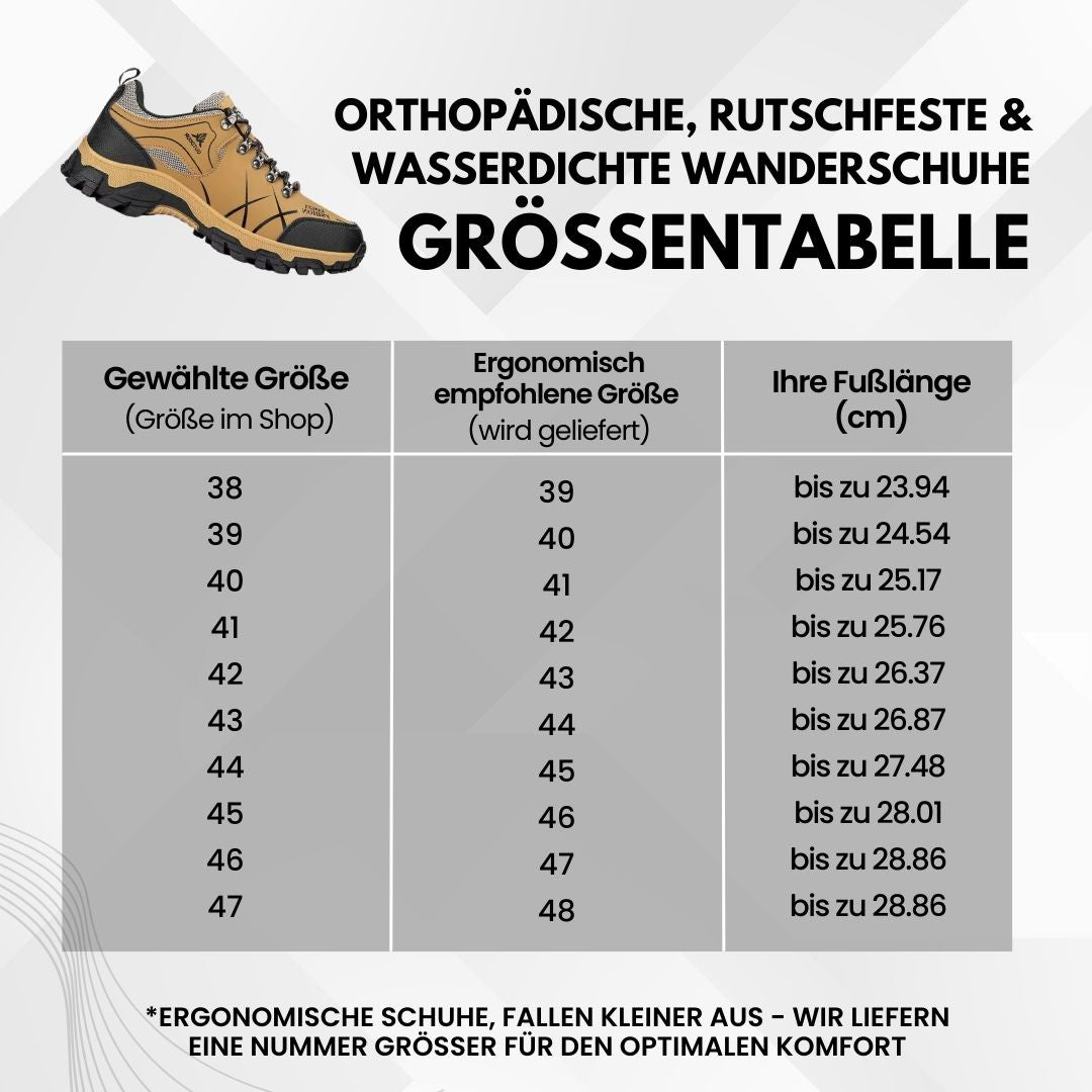 Orthopädische, rutschfeste & wasserdichte Wanderschuhe