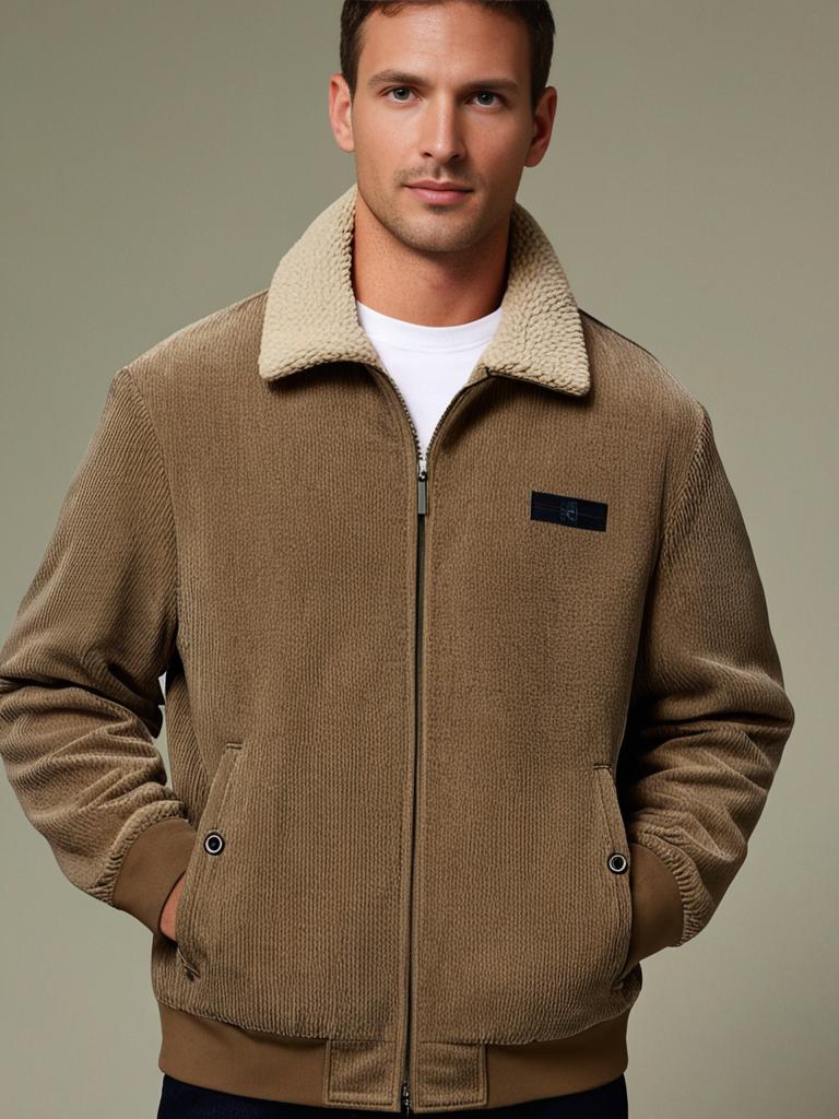 Herren-Cordjacke mit Fleece-Futter für den Winter