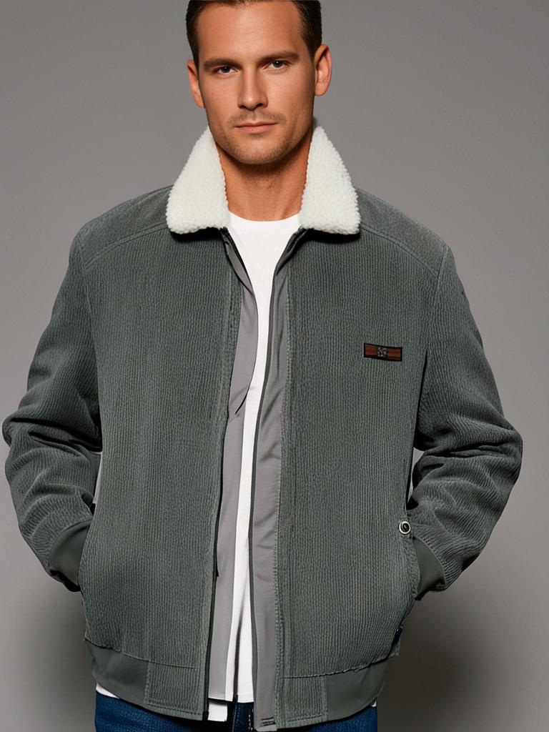 Herren-Cordjacke mit Fleece-Futter für den Winter